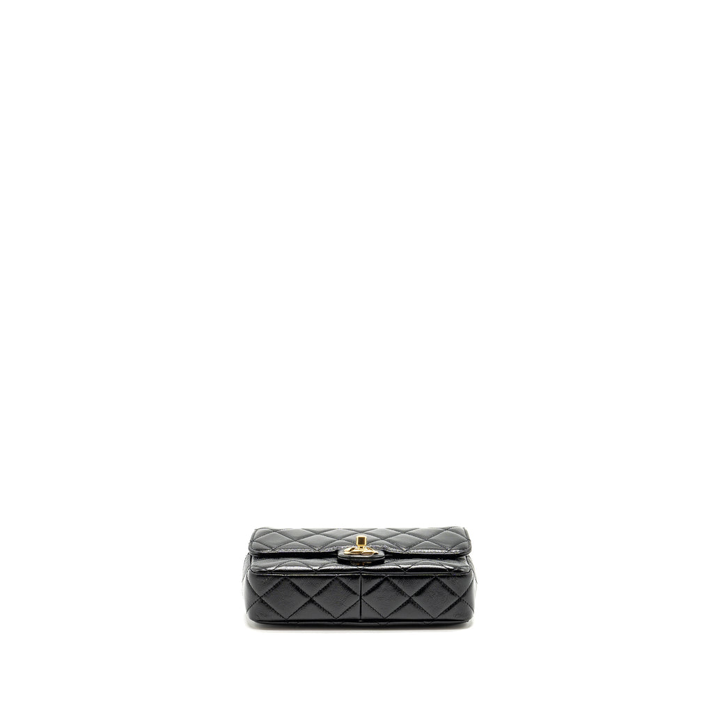 CHANEL 24B GIANT CHAIN FLAP SHOULDER BAG LAMBSKIN BLACK GHW (MICROCHIP)