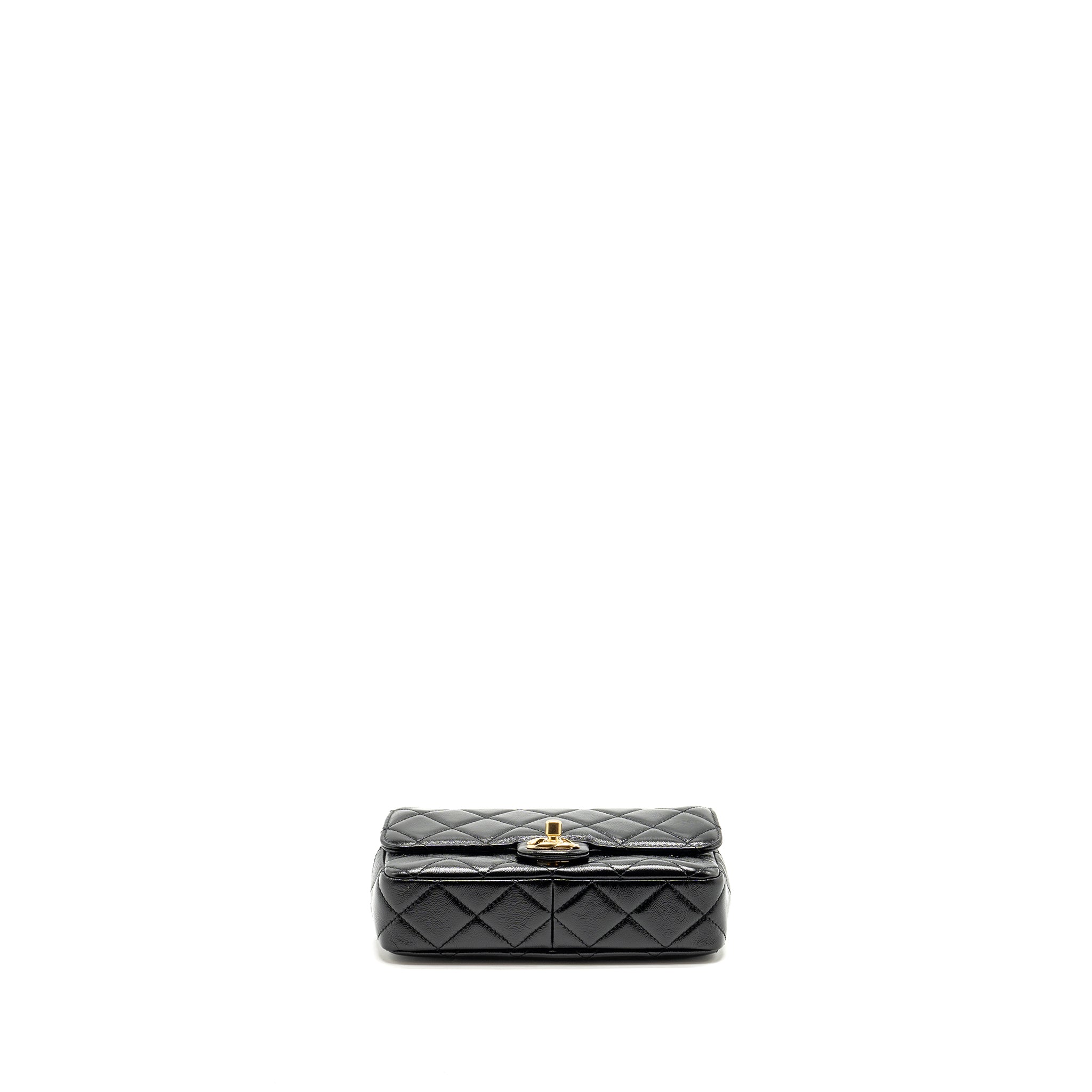CHANEL 24B GIANT CHAIN FLAP SHOULDER BAG LAMBSKIN BLACK GHW (MICROCHIP)