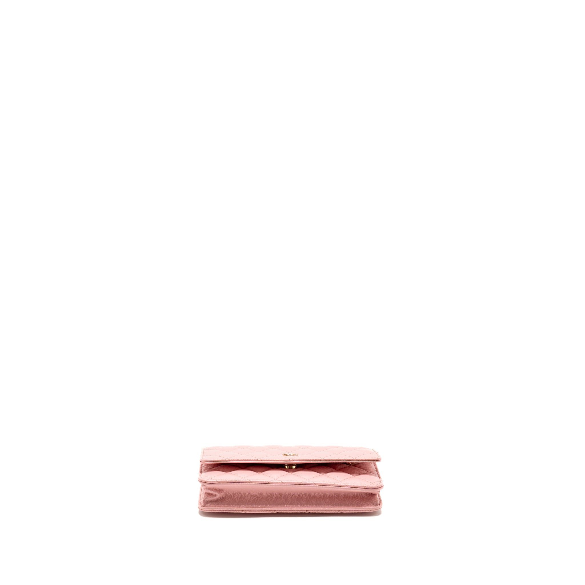 CHANEL CLASSIC WALLET ON CHAIN CAVIAR PINK LGHW (MICROCHIP)