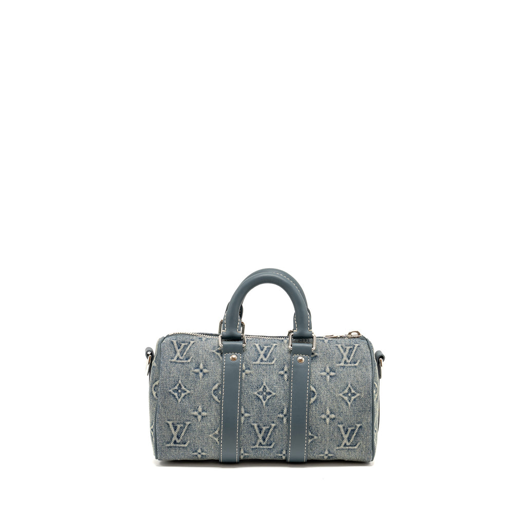 LOUIS VUITTON KEEPALL BANDOULIERE 25 WASHED DENIM CANVAS BLUE SHW
