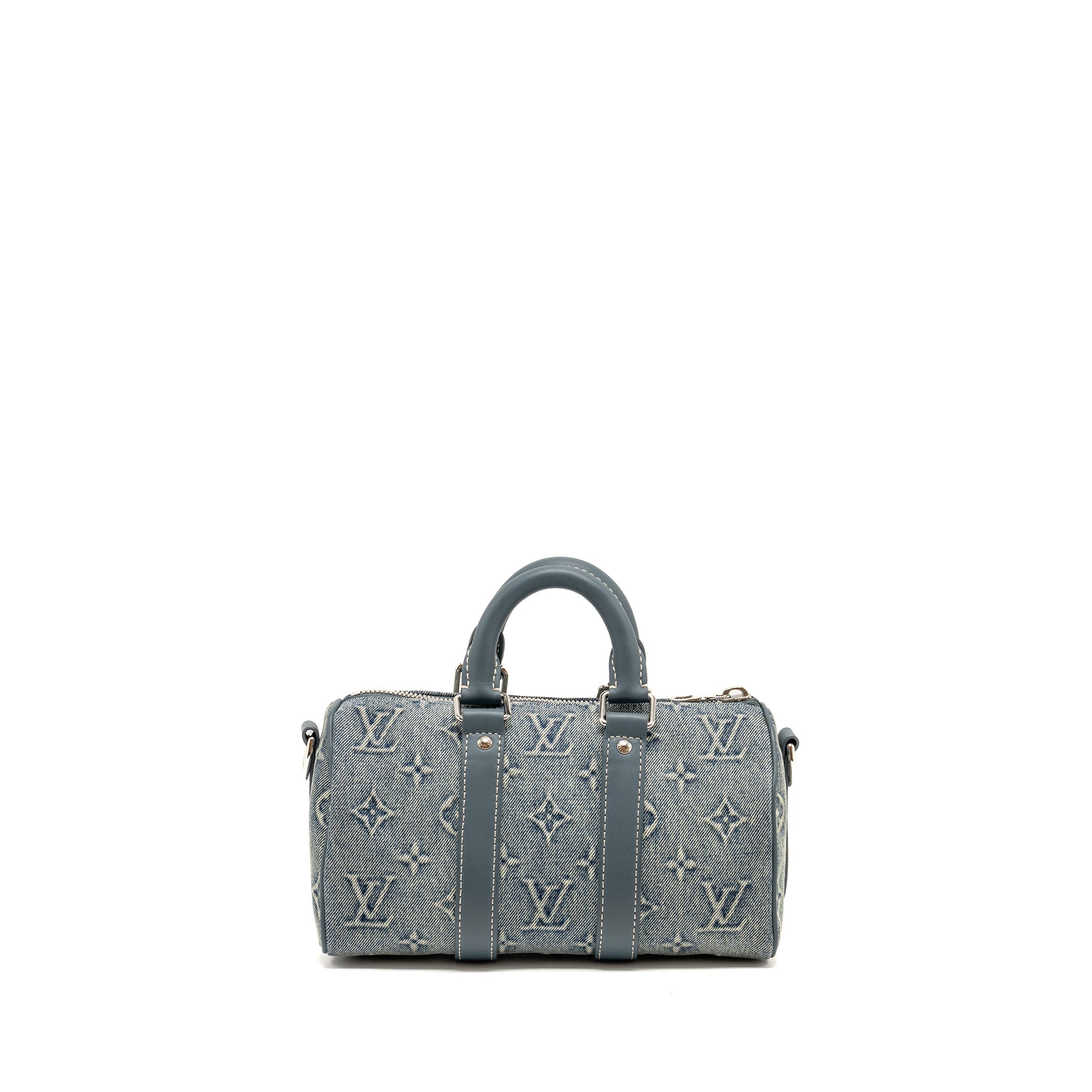 LOUIS VUITTON KEEPALL BANDOULIERE 25 WASHED DENIM CANVAS BLUE SHW