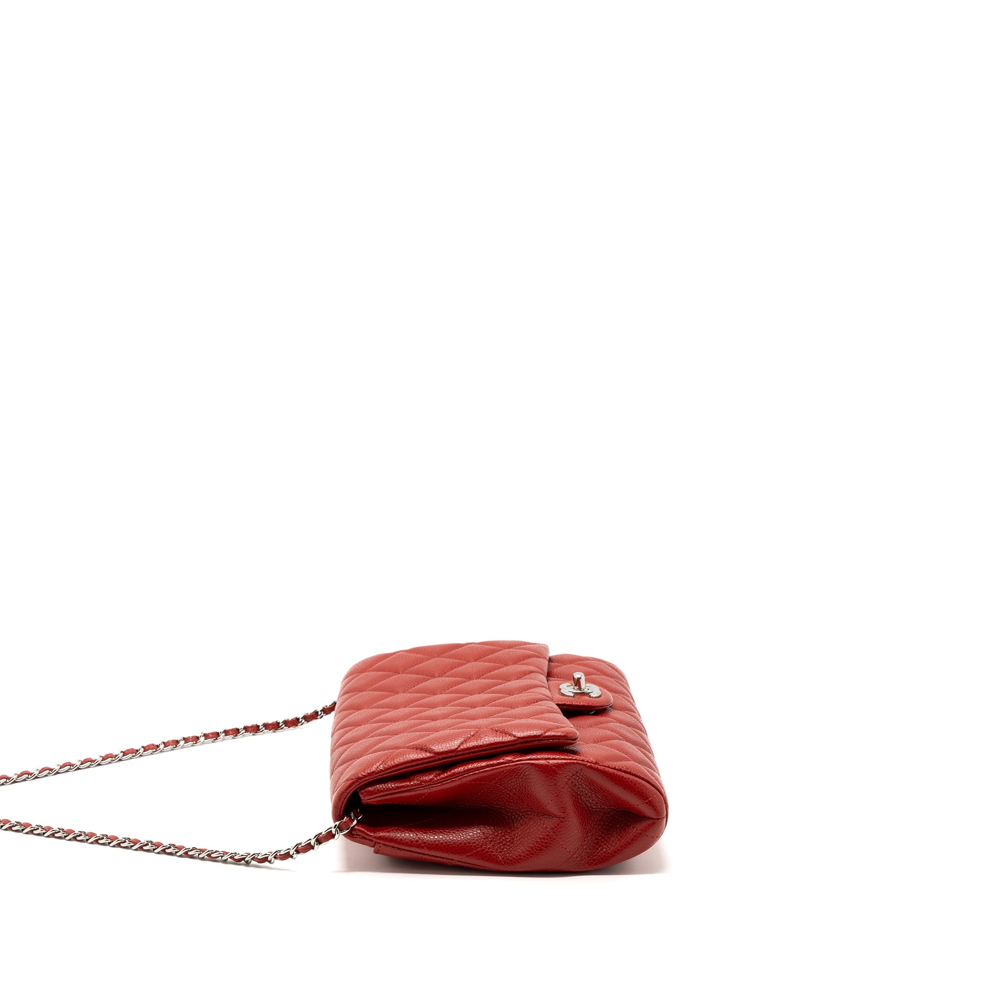CHANEL TIMELESS FLAP CLUTCH WITH CHAIN CAVIAR RED SHW