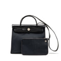 HERMES HERBAG 31 ZIP BAG CANVAS/ HUNTER LEATHER BLACK SHW