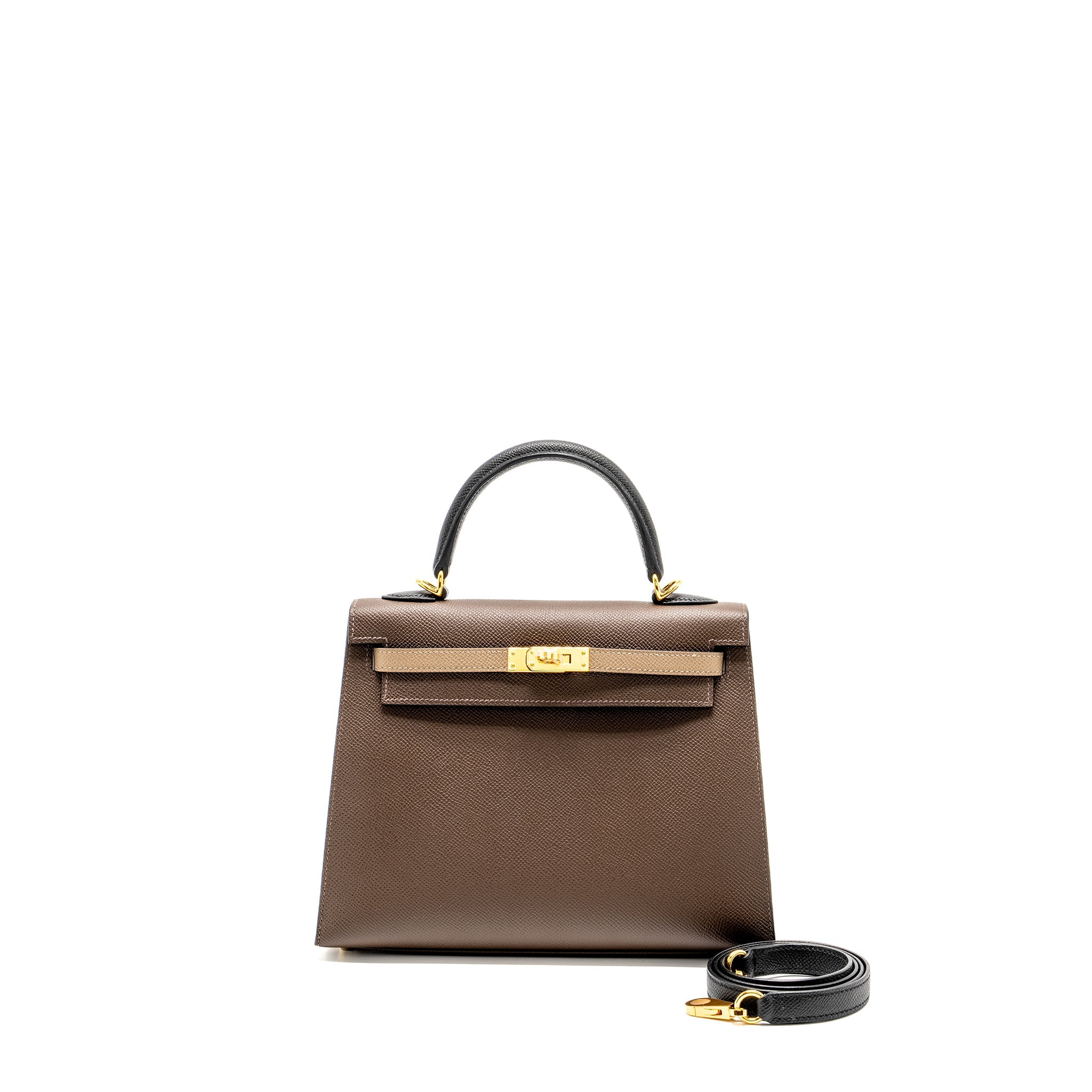 HERMES KELLY 25 EPSOM ECORCE/ETOUPE/NOIR GHW