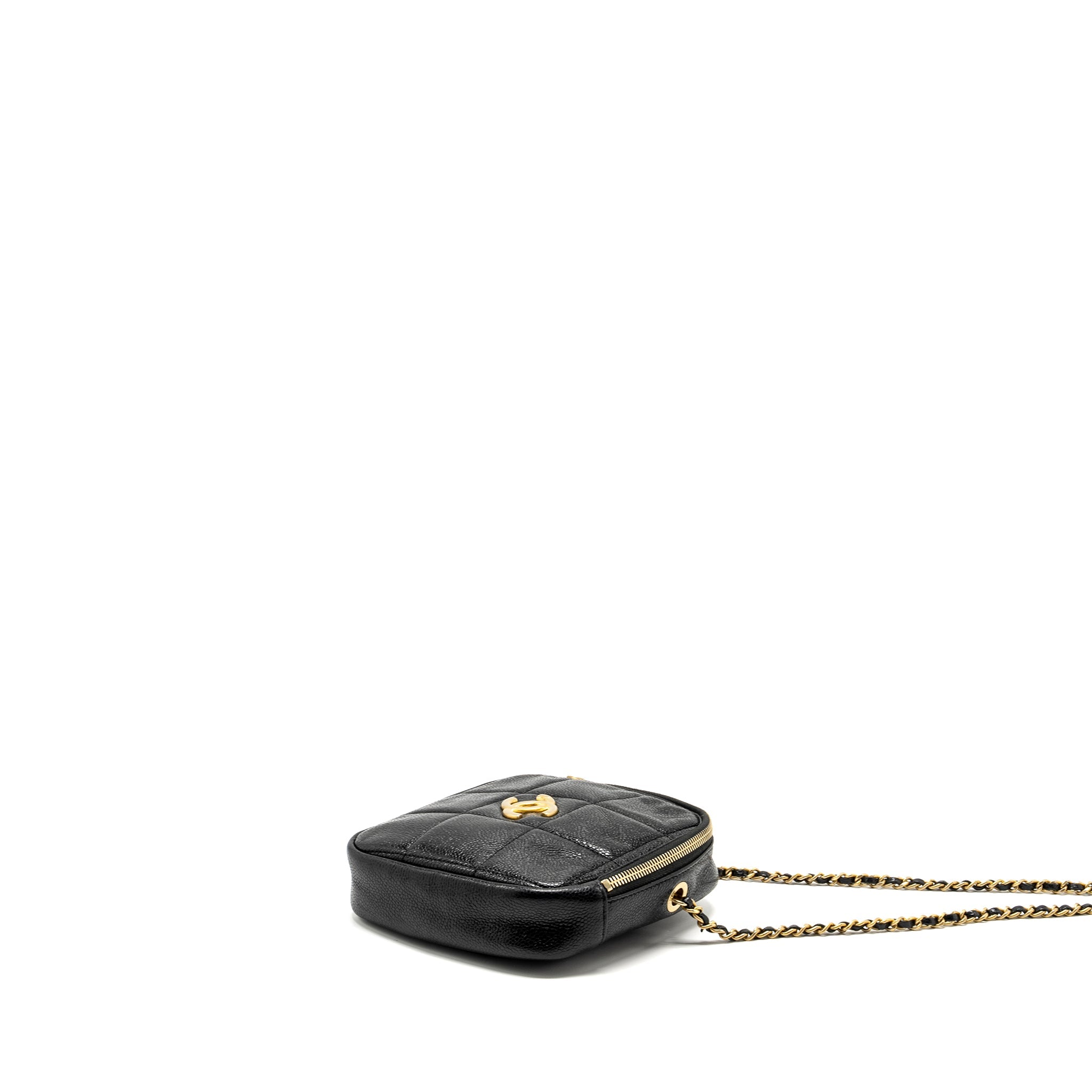 CHANEL QUILTED SHAPE CHAIN BAG CAVIAR BLACK GHW