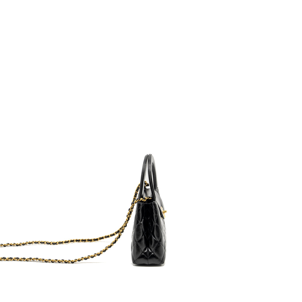 CHANEL MINI KELLY SHOPPING TOTE BAG CALFSKIN BLACK GHW (MICROCHIP)