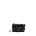 SAINT LAURENT COLLEGE FLAP BAG LAMBSKIN BLACK RUTHENIUM SHW