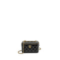 CHANEL 23C LONG VANITY WITH CHAIN SHINY LAMBSKIN BLACK GHW (MICROCHIP)