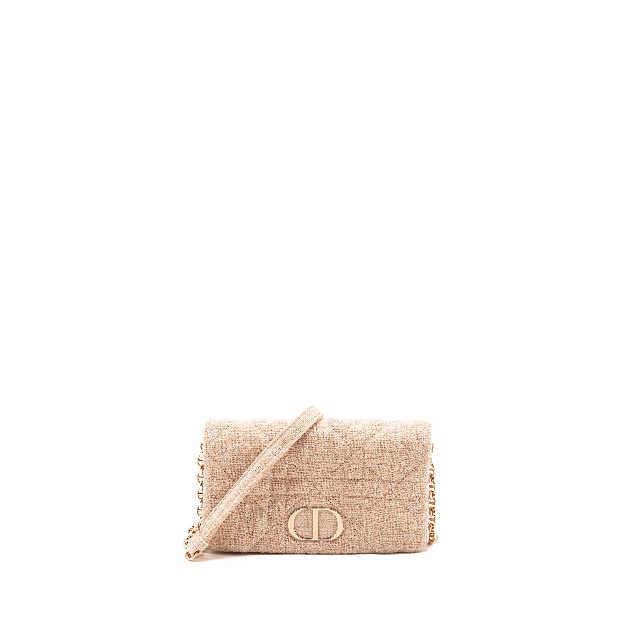 DIOR CARO POUCH CANVAS LIGHT PINK WITH PINK HARDWARE