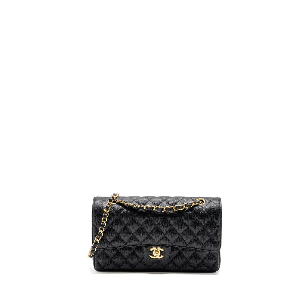 CHANEL MEDIUM CLASSIC DOUBLE FLAP BAG CAVIAR BLACK GHW