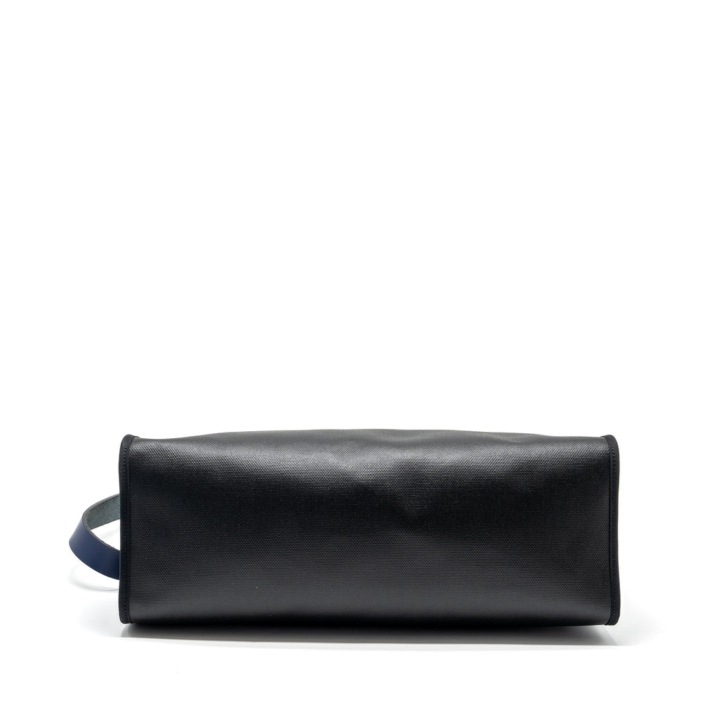 HERMES HERBAG ZIP 39 BAG BERLINE CANVAS/LEATHER BLACK/BLUE SHW