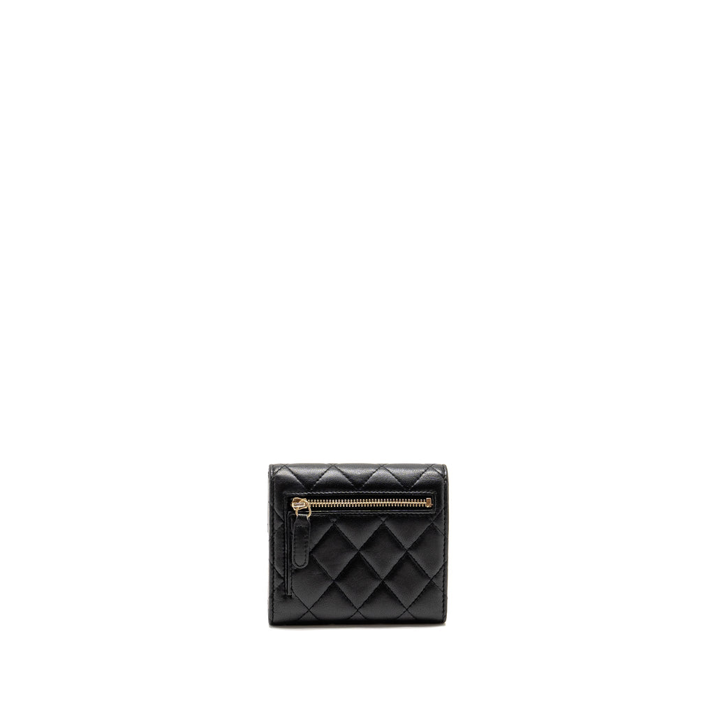CHANEL CLASSIC SMALL FLAP WALLET LAMBSKIN BLACK LGHW