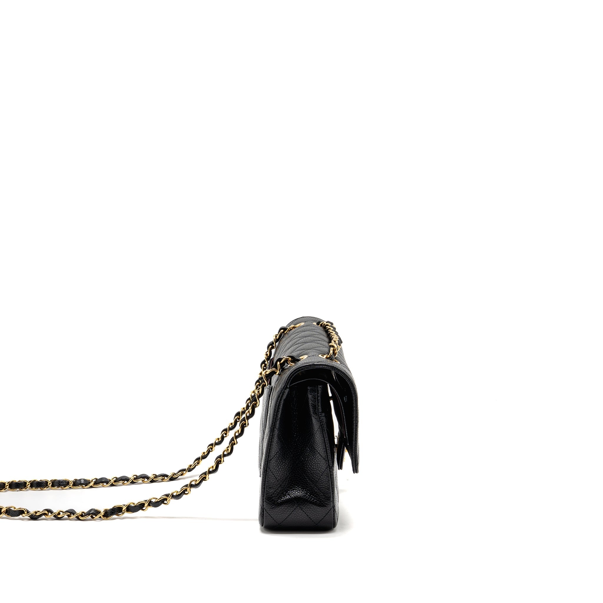 CHANEL MEDIUM CLASSIC DOUBLE FLAP BAG CAVIAR BLACK GHW(MICROCHIP)