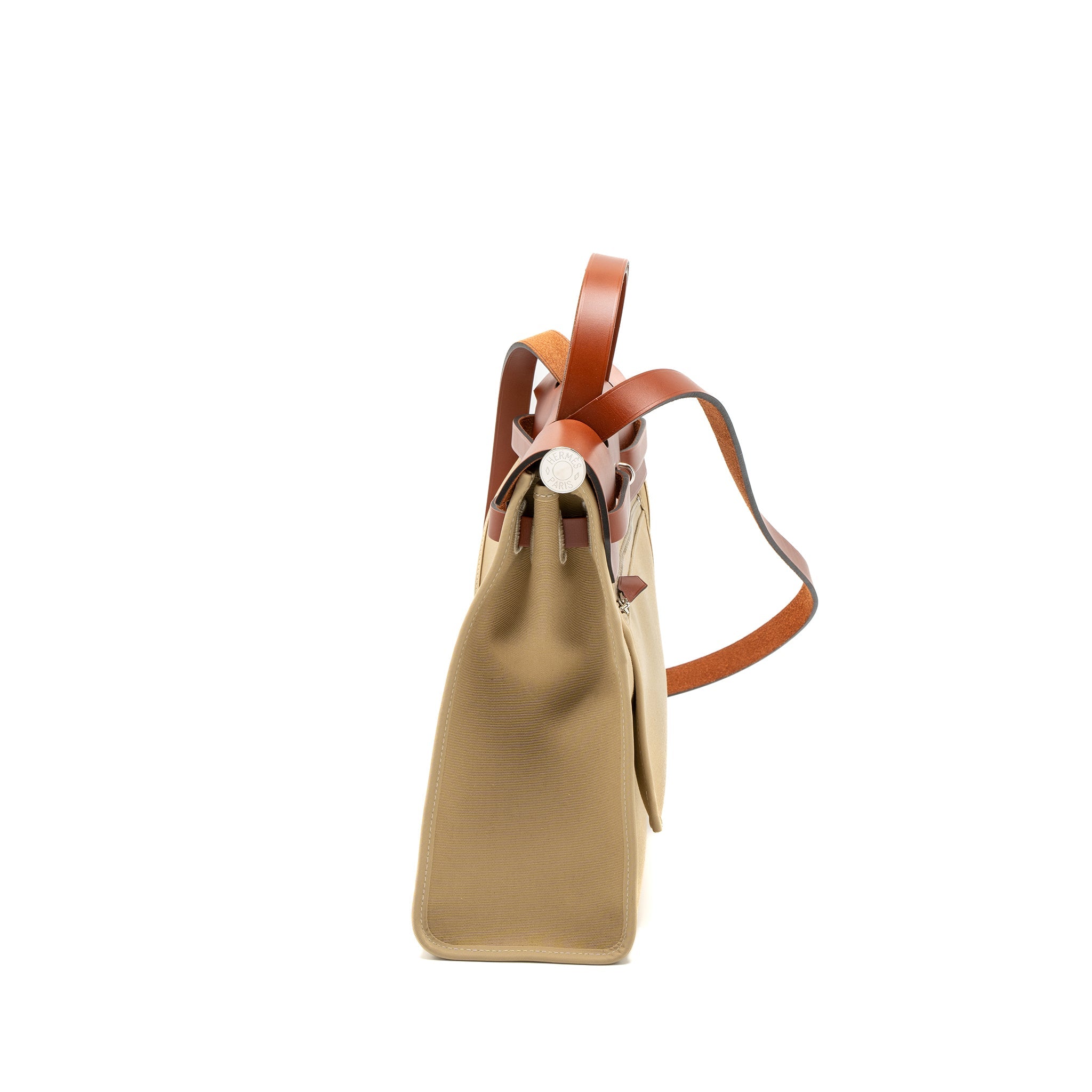 HERMES HERBAG 31 ZIP BAG TOILE OFFICER CANVAS TRENCH/CUIVRE SHW