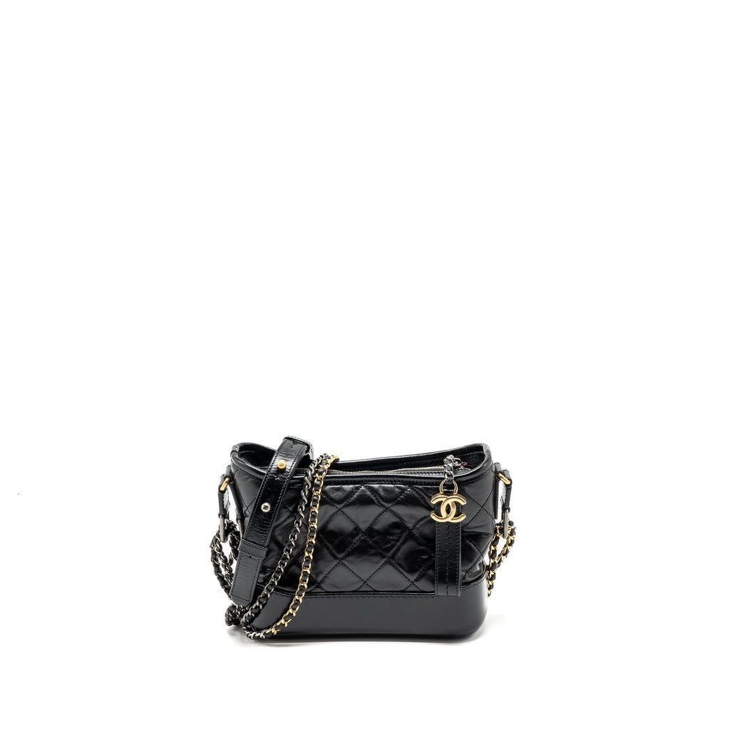 CHANEL SMALL GABRIELLE HOBO BAG AGED CALFSKIN BLACK MULTICOLOUR HARDWARE