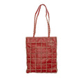 CHANEL 20A CHAIN FRAME CC CHARM SHOPPING TOTE BAG LAMBSKIN RED LGHW