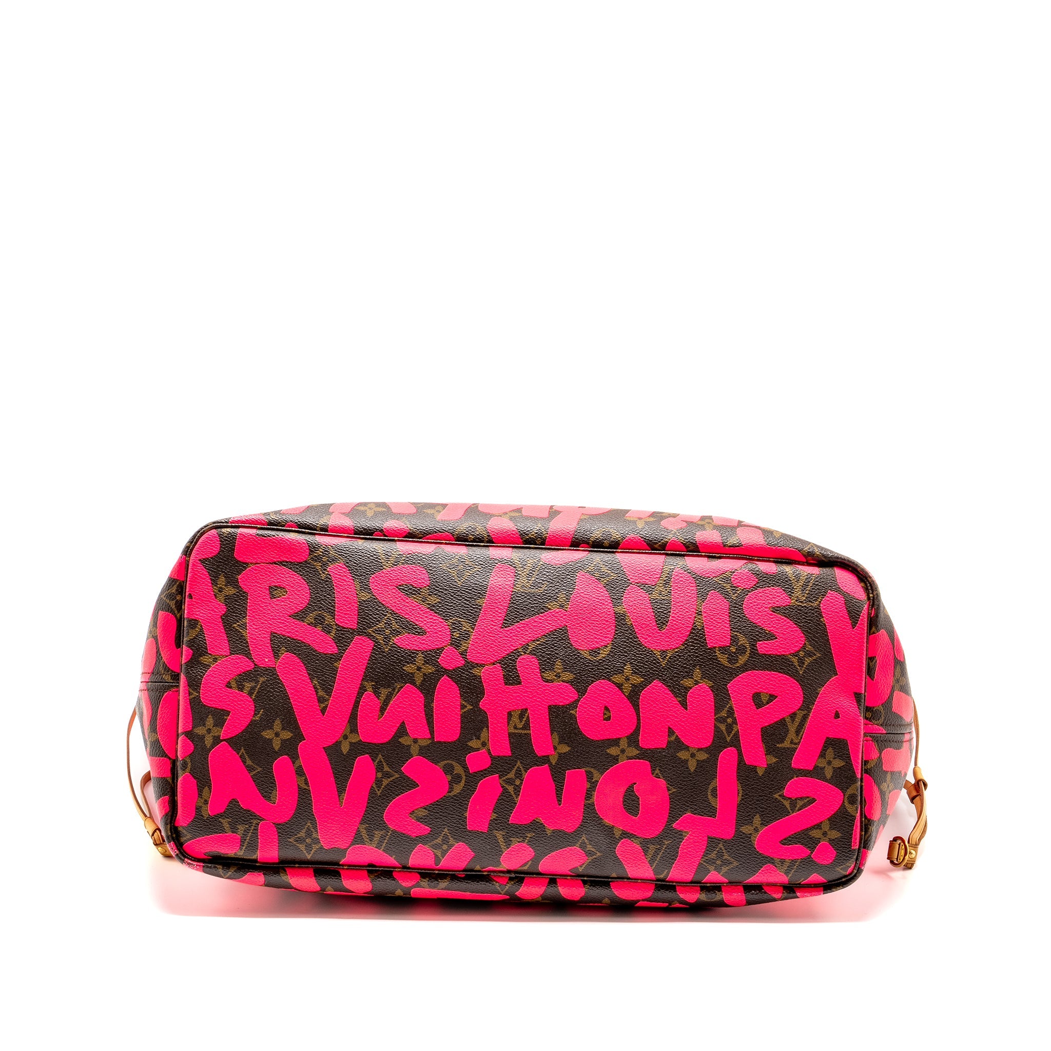 LOUIS VUITTON NEVERFULL GM STEPHEN SPROUSE PINK MONOGRAM GRAFFITI COATED / ZIP WALLET GHW (SELL IN A SET)