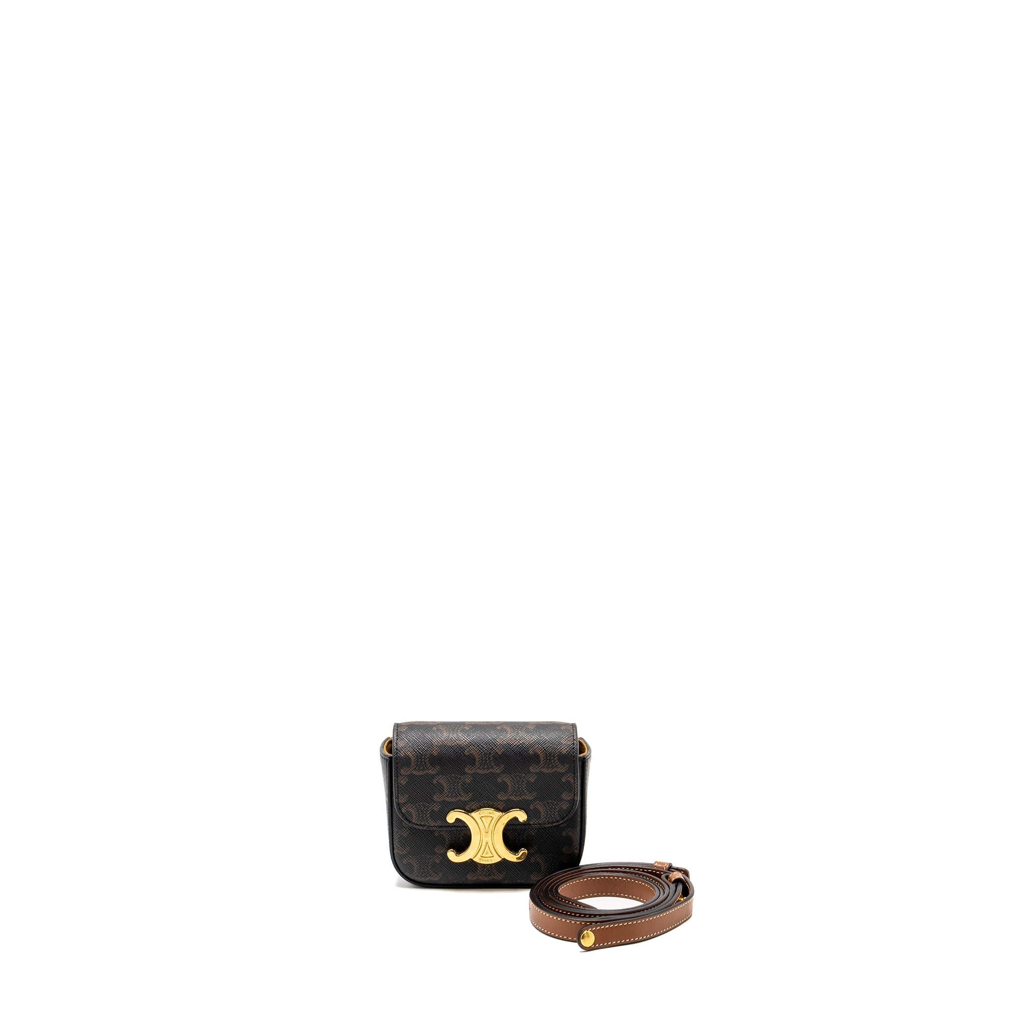 CELINE CLAUDE TRIOMPHE CANVAS / CALFSKIN TAN GHW