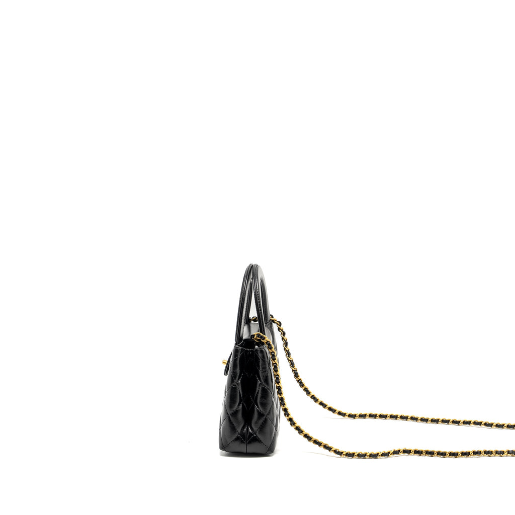 CHANEL MINI KELLY SHOPPING TOTE BAG CALFSKIN BLACK GHW (MICROCHIP)