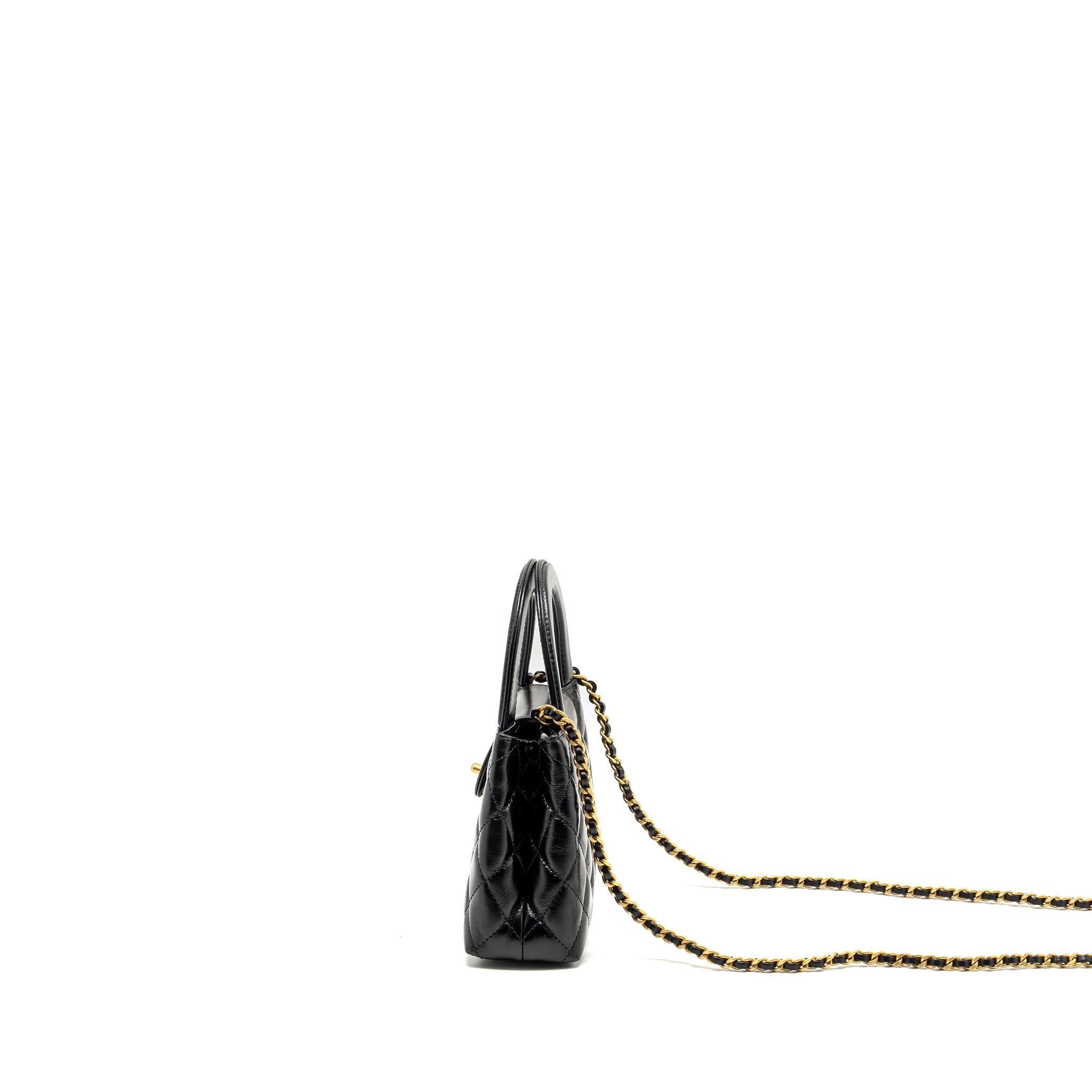 CHANEL MINI KELLY SHOPPING TOTE BAG CALFSKIN BLACK GHW (MICROCHIP)