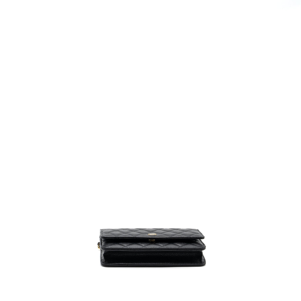 CHANEL CLASSIC WALLET ON CHAIN CAVIAR BLACK GHW (MICROCHIP)