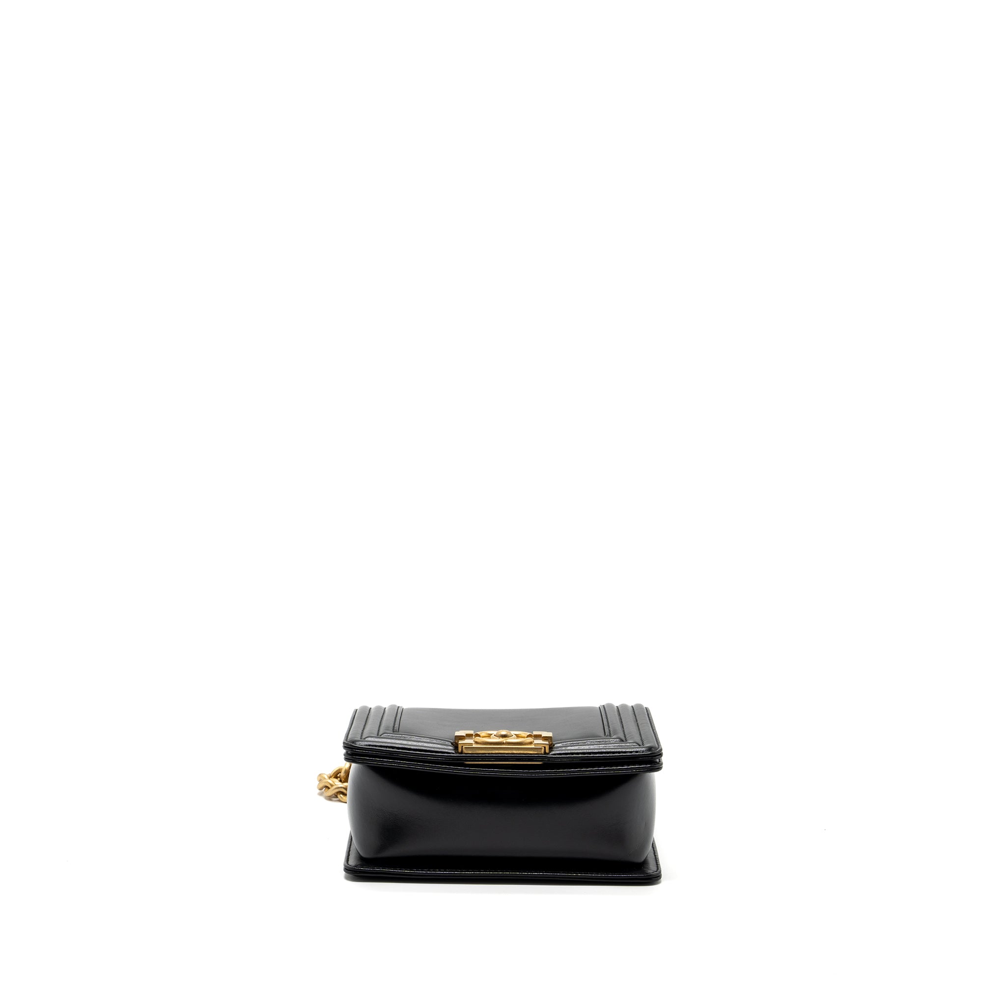 CHANEL MINI SQUARE BOY BAG LIMITED EDITION CALFSKIN BLACK GHW (MICROCHIP)