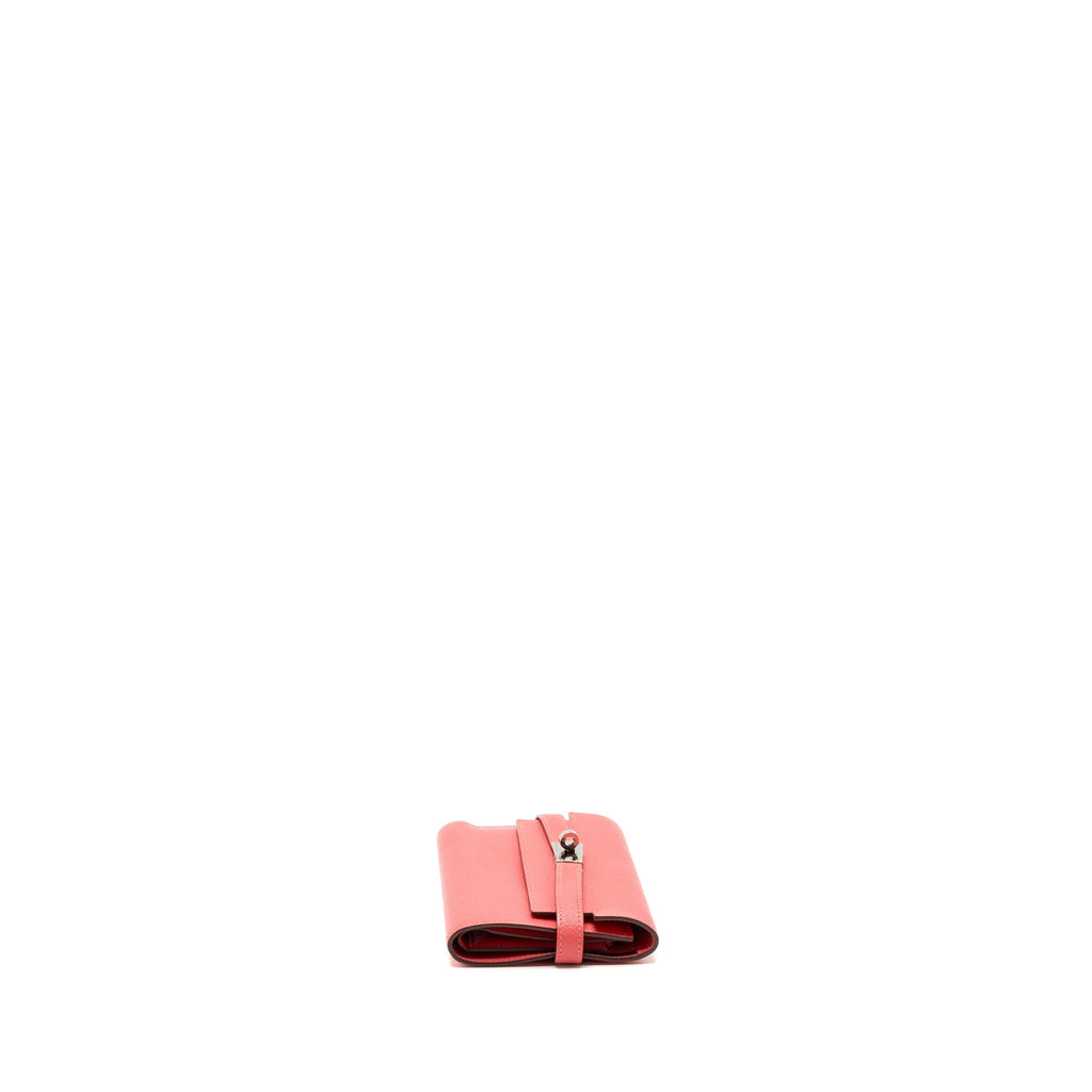 HERMES KELLY COMPACT WALLET CHEVRE MYSORE ROSE AZALEE SHW