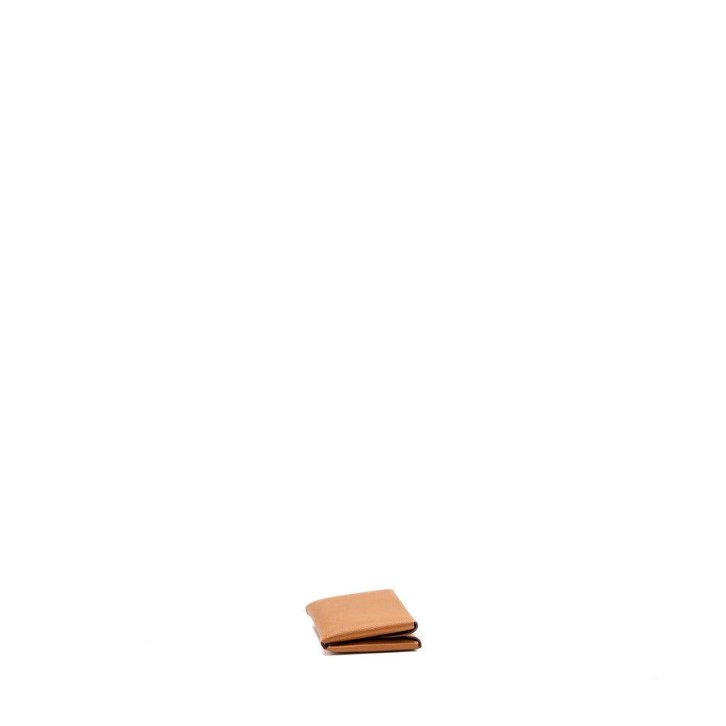 HERMES CALVI DUO CARD HOLDER EPSOM GOLD SHW