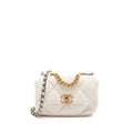 CHANEL SMALL 19 BAG LAMBSKIN WHITE MULTICOLOR HARDWARE