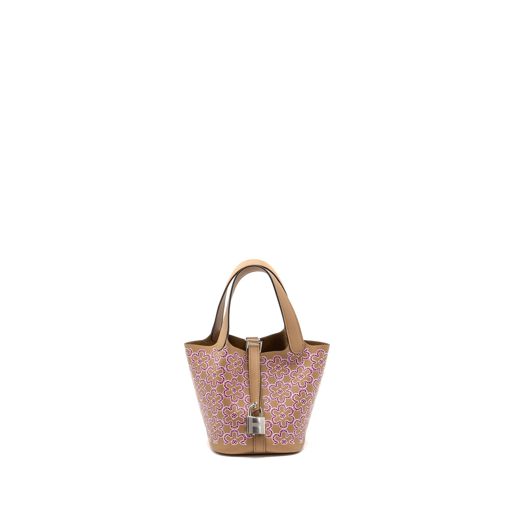 HERMES LUCKY DAISY MICRO PICOTIN SWIFT CHAI-ROSE-BLANC/CHAI SHW