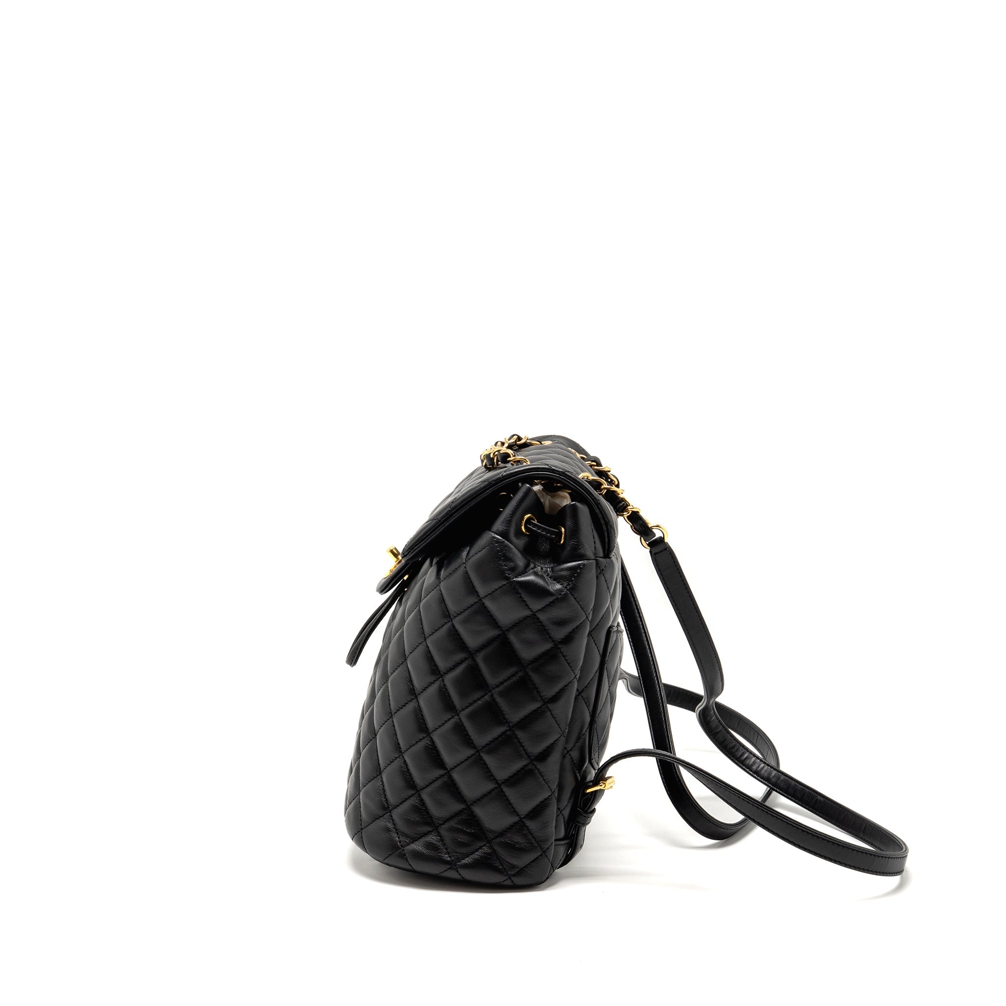 CHANEL URBAN SPIRIT FLAP BACKPACK LAMBSKIN BLACK GHW