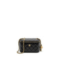 CHANEL PEARL CRUSH LONG VANITY WITH CHAIN LAMBSKIN BLACK GHW (MICROCHIP)