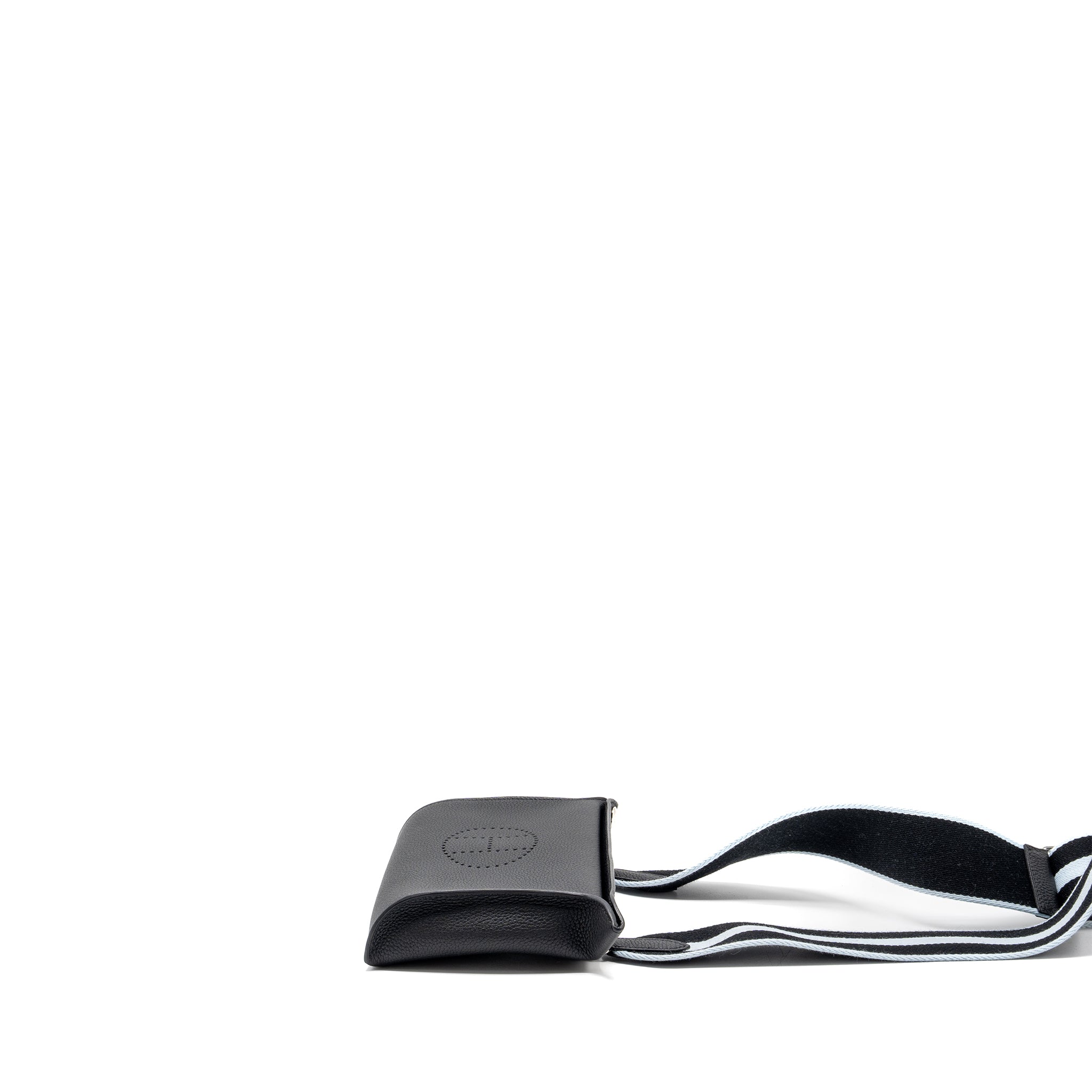 HERMES VIDEPOCHES BAG TOGO BLACK WITH MULTICOLOUR STRAP SHW