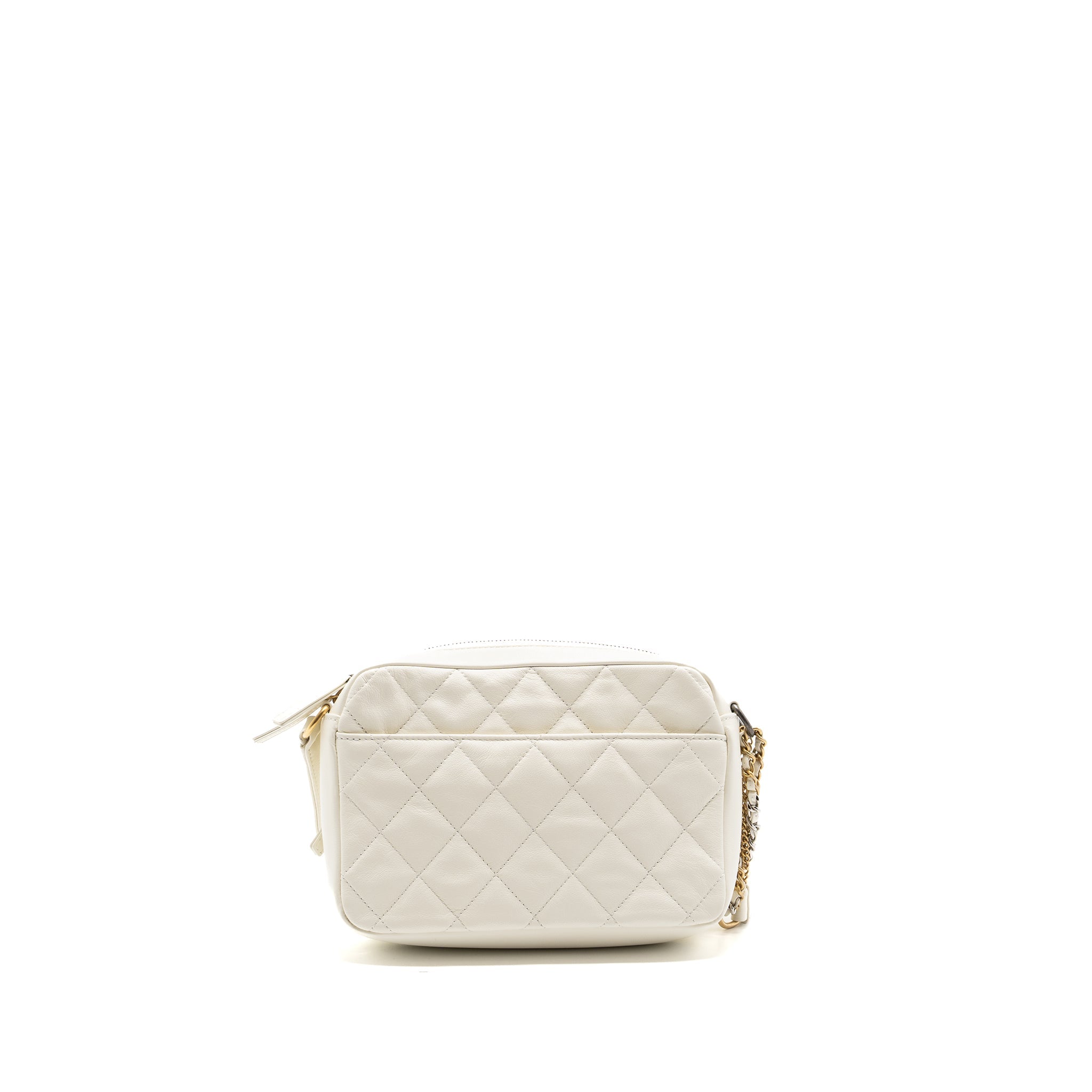 CHANEL SMALL CAMERA BAG CALFSKIN WHITE MULTICOLOUR HARDWARE(MICROCHIP)