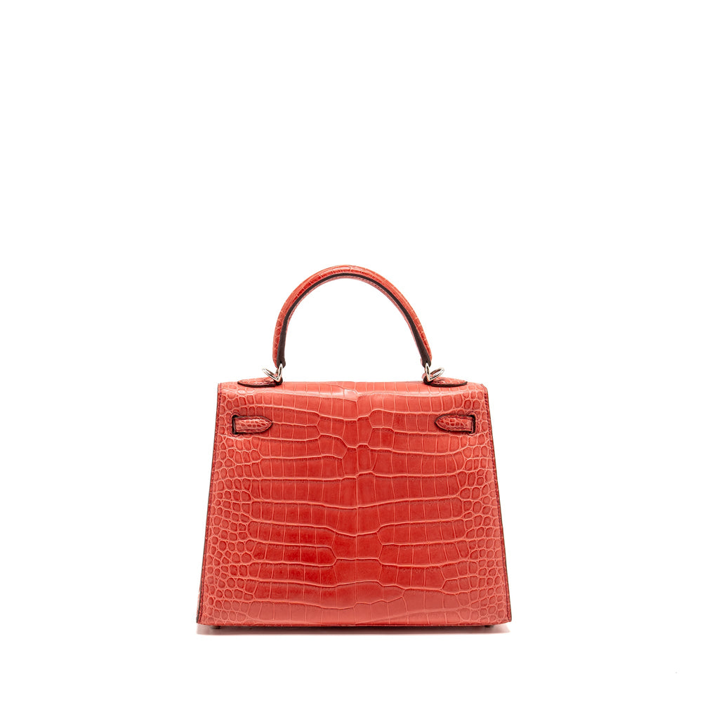 HERMES KELLY 25 MATT CROCODILE POROUS BOUGAINVILLIER SHW