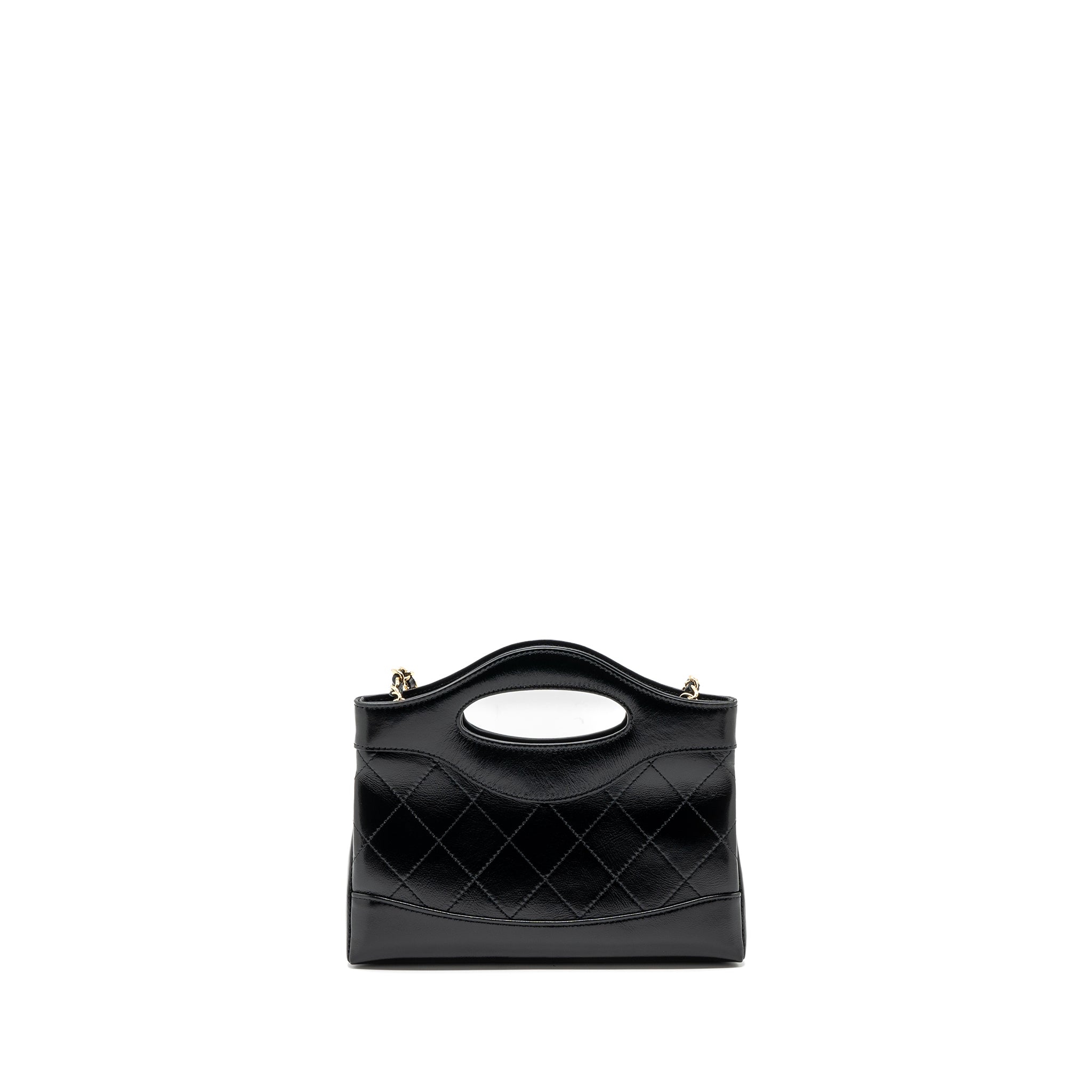 CHANEL 24C MINI 31 CLUTCH WITH CHAIN SHINY CALFSKIN  BLACK LGHW(MICROCHIP)