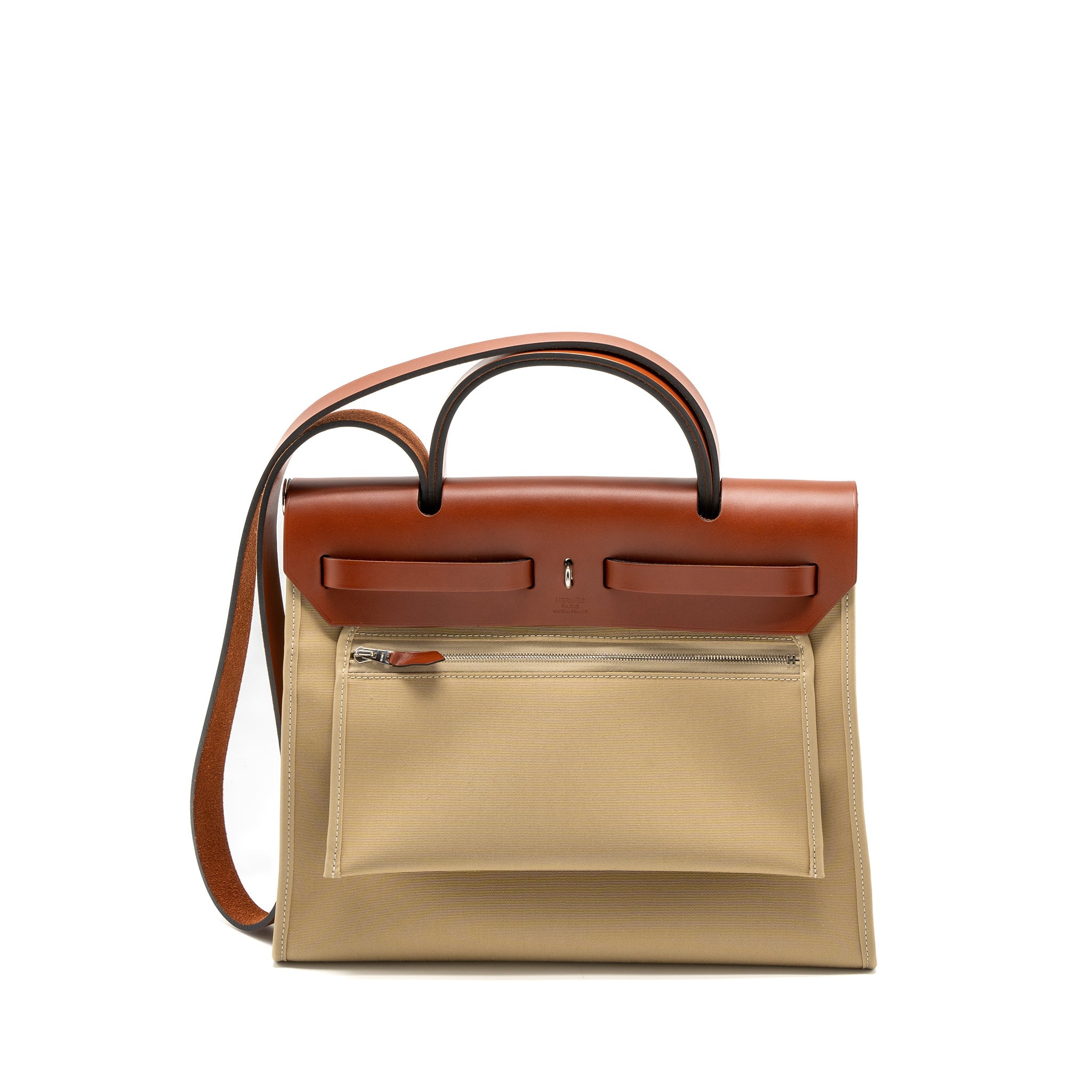 HERMES HERBAG 31 ZIP BAG TOILE OFFICER CANVAS TRENCH/CUIVRE SHW