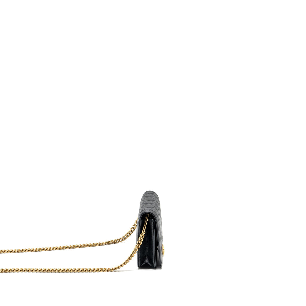 CHANEL BOY WALLET ON CHAIN CAVIAR BLACK GHW (MICROCHIP)