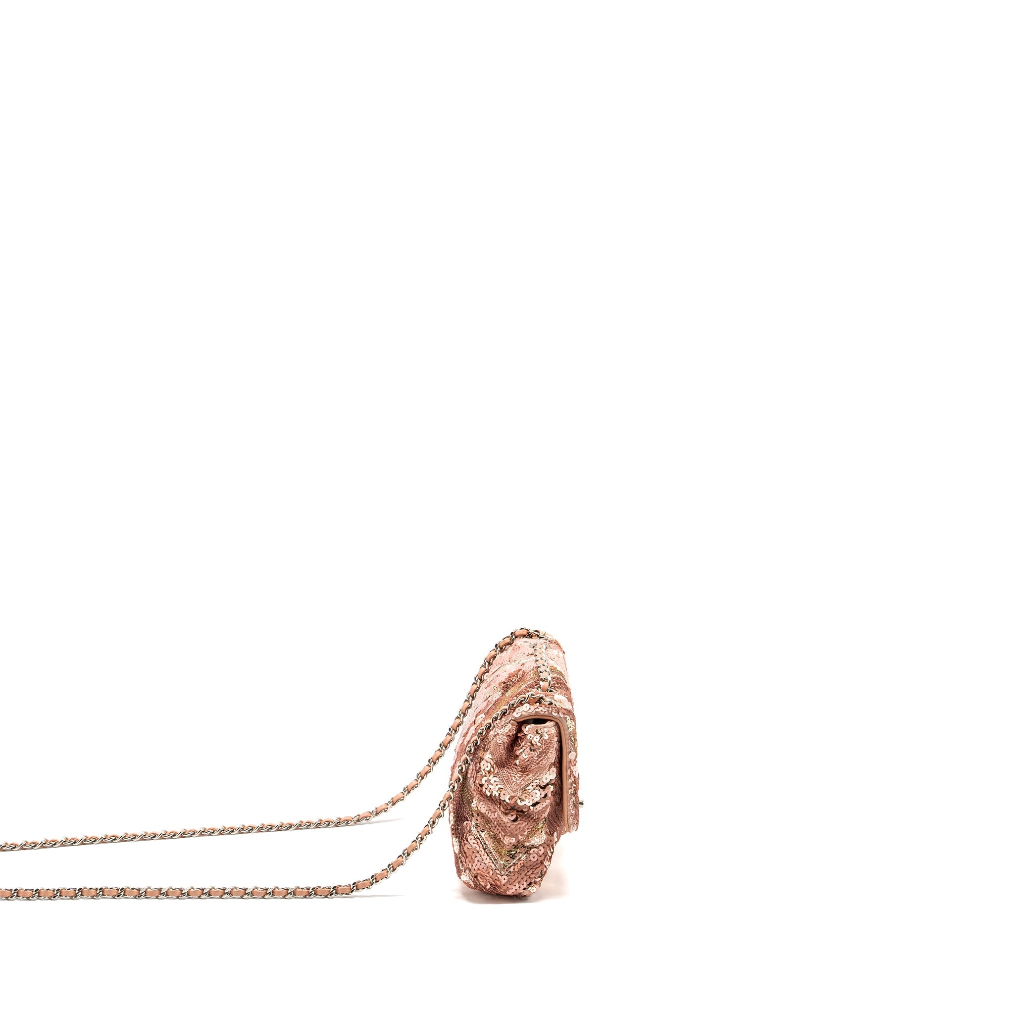CHANEL CHEVRON MINI FLAP BAG SEQUIN PINK / MULTICOLOUR SHW