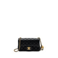 CHANEL 23K PEARL CRUSH MINI RECTANGULAR FLAP BAG LAMBSKIN BLACK BRUSHED GHW(MICROCHIP)