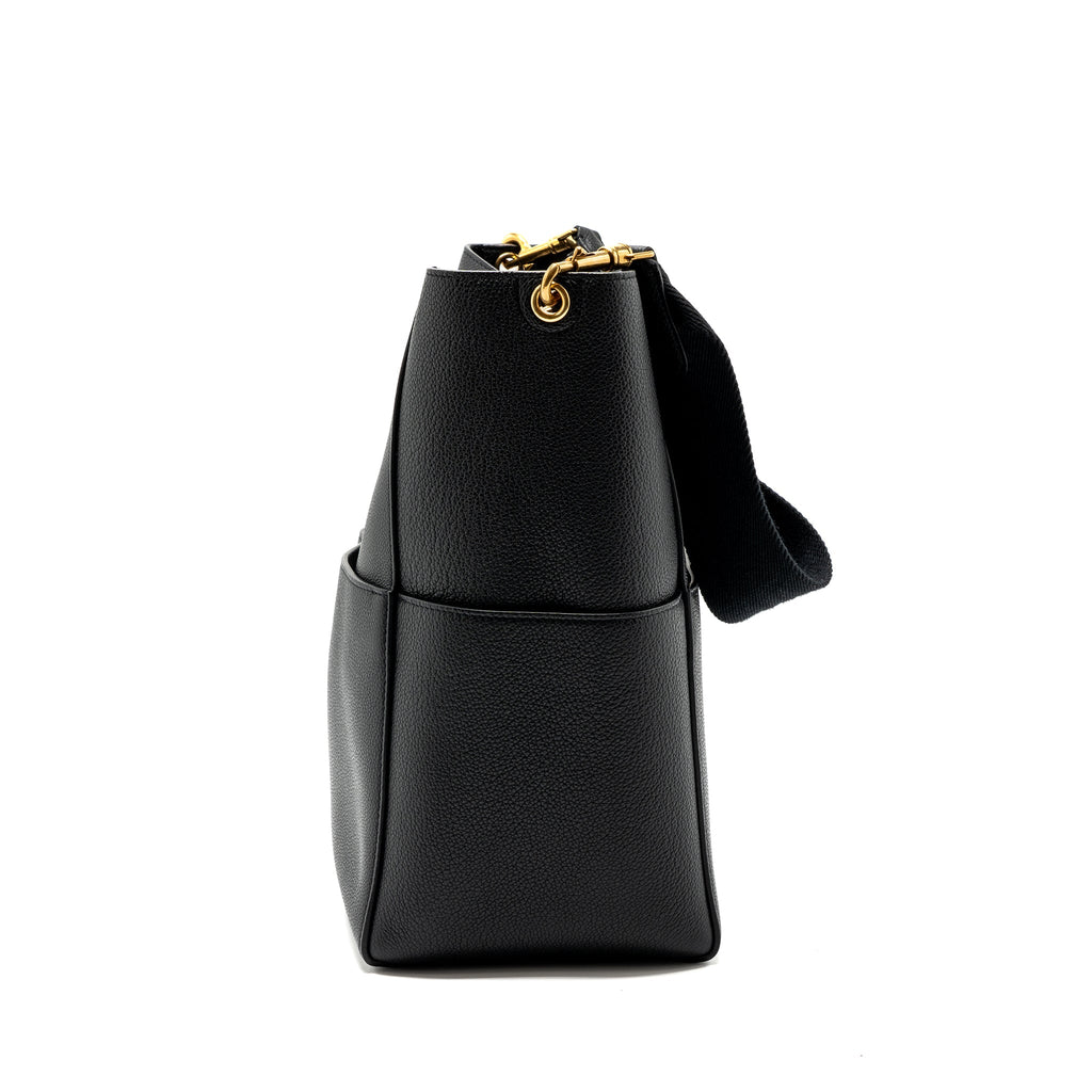 CELINE SANGLE BUCKET BAG GRAINED CALFSKIN BLACK GHW