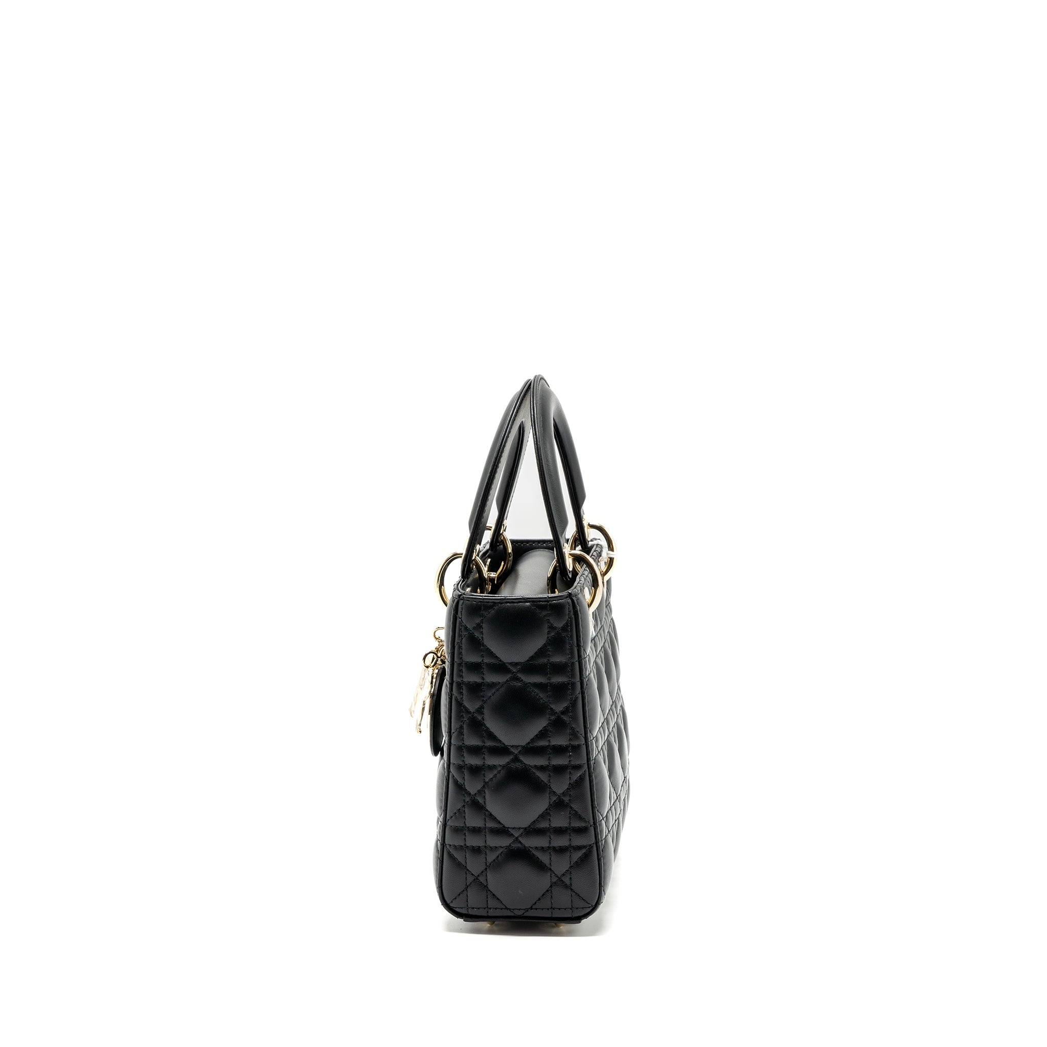 DIOR SMALL LADY DIOR LAMBSKIN BLACK LGHW
