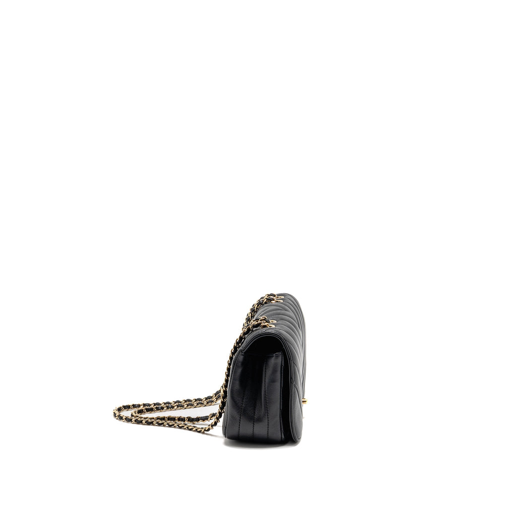 CHANEL CHEVRON FLAP BAG LAMBSKIN BLACK LGHW