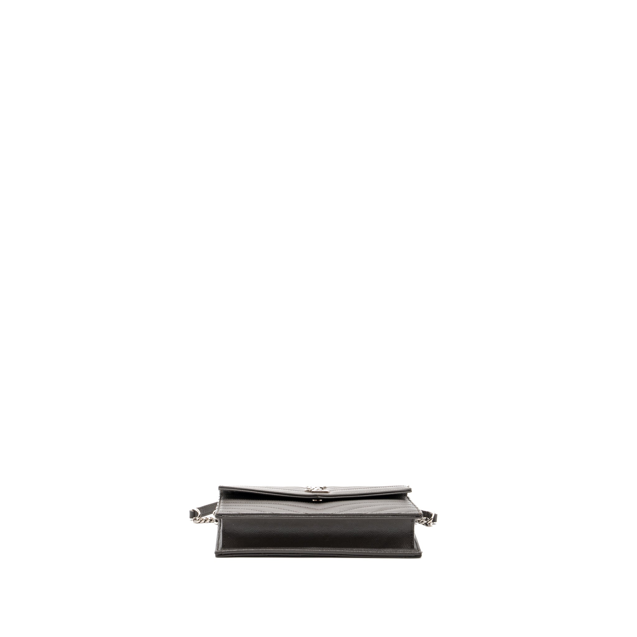 SAINT LAURENT/YSL ENVELOP CHAIN BAG CALFSKIN GREY SHW