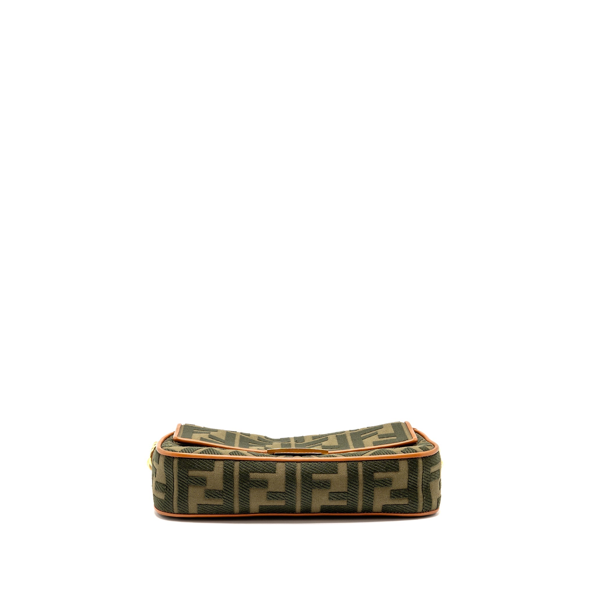 FENDI BAGUETTE SHOULDER BAG DENIM KHAKI GREEN GHW