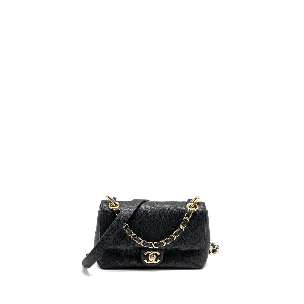 CHANEL CHAIN HANDLE FLAP BAG QUILTED CALFSKIN BLACK LGHW