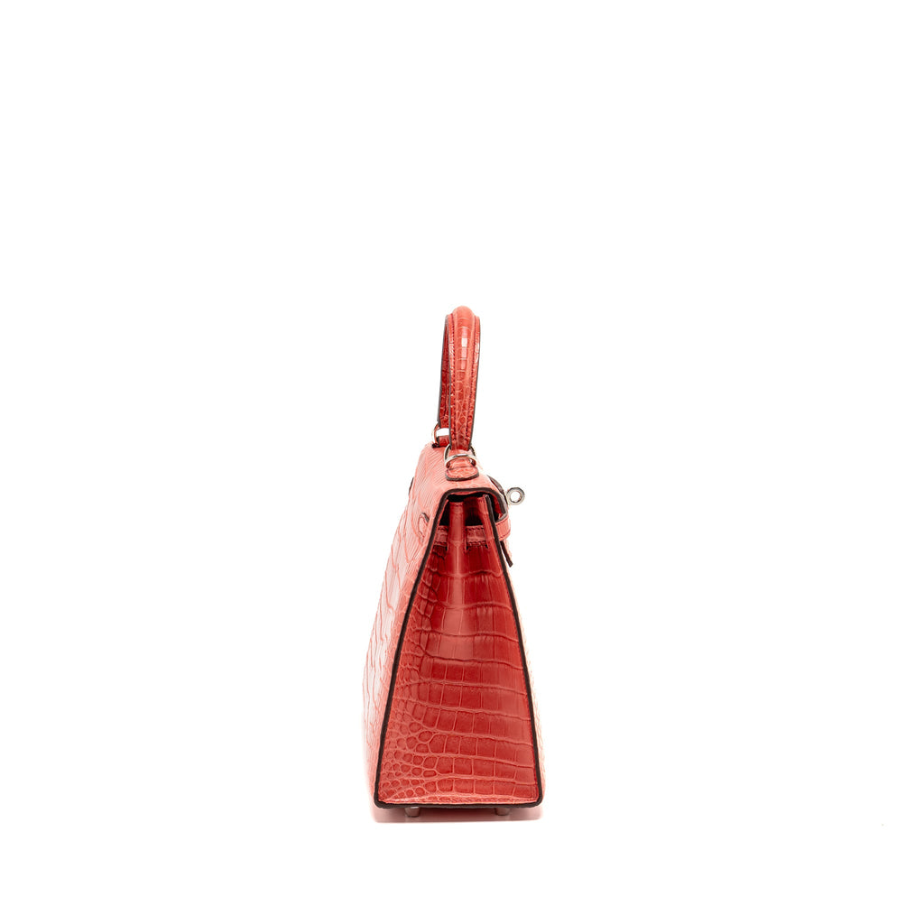 HERMES KELLY 25 MATT CROCODILE POROUS BOUGAINVILLIER SHW