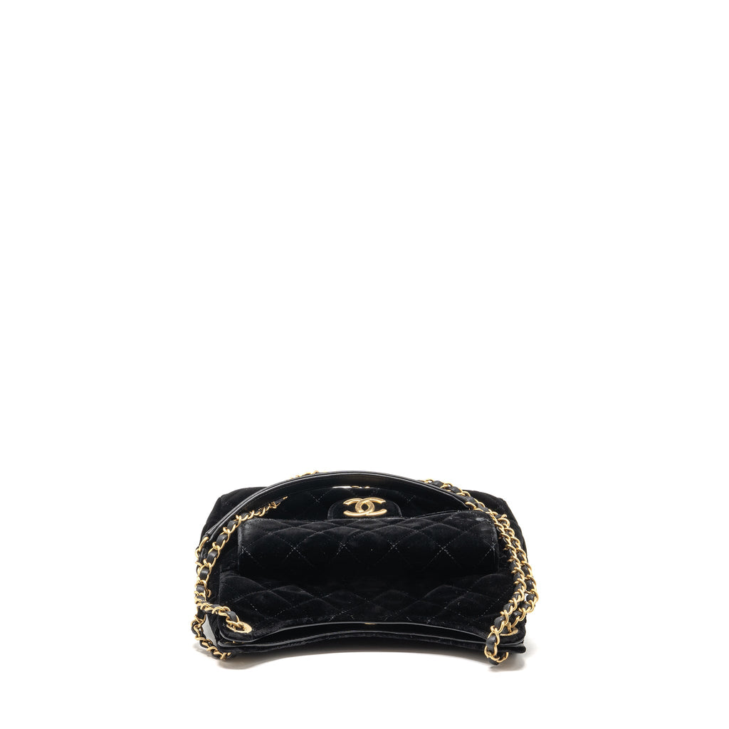 CHANEL 23B HOBO BAG VELVET BLACK GHW (MICROCHIP)