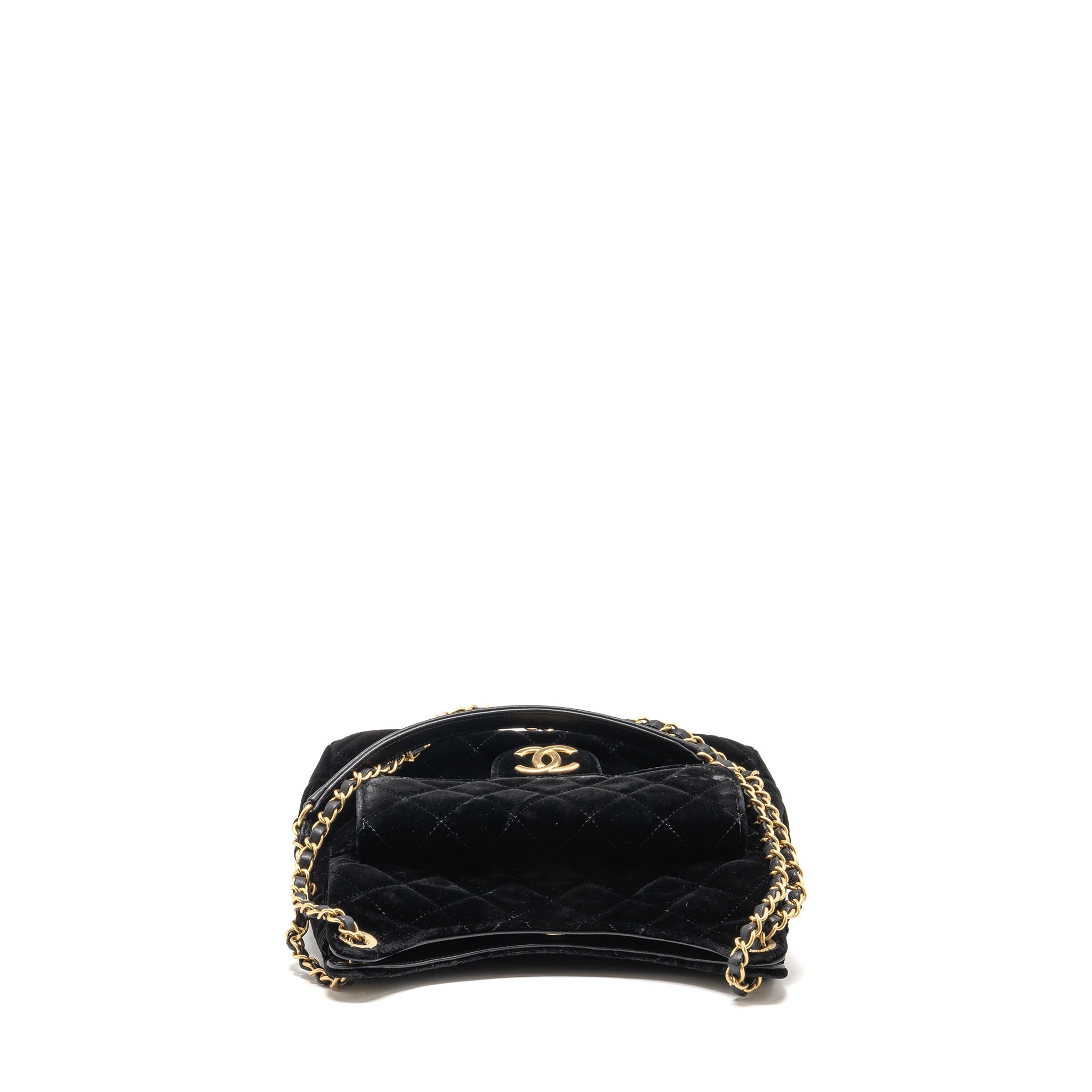 CHANEL 23B HOBO BAG VELVET BLACK GHW (MICROCHIP)