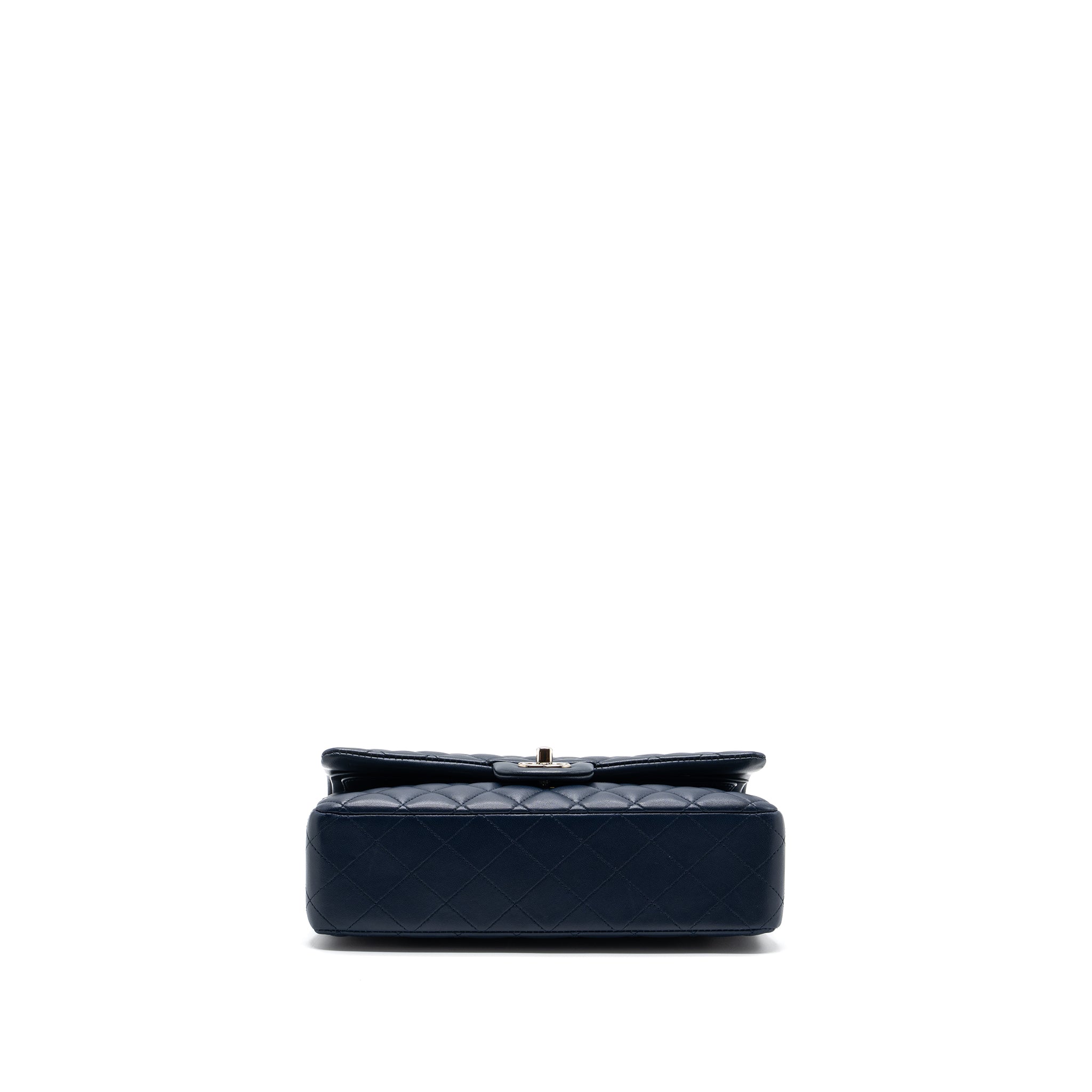 CHANEL MEDIUM CLASSIC DOUBLE FLAP BAG LAMBSKIN DARK BLUE SHW